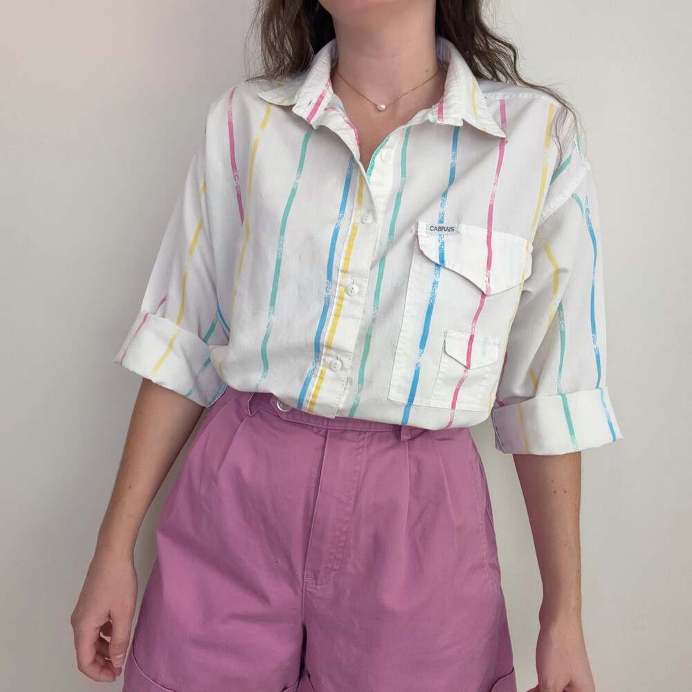Vintage Colorful Striped Blouse